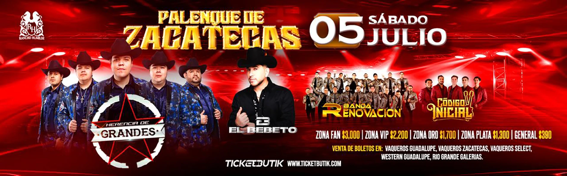 Info boletos Herencia de Grandes Zacatecas